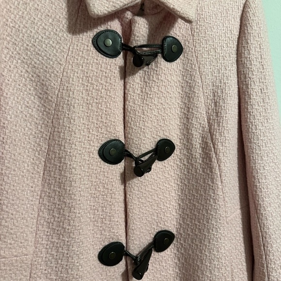 Lands End Wool Blend Basketweave Toggle Pink Coat Feminine Cottagecore Size 10 - Picture 12 of 12